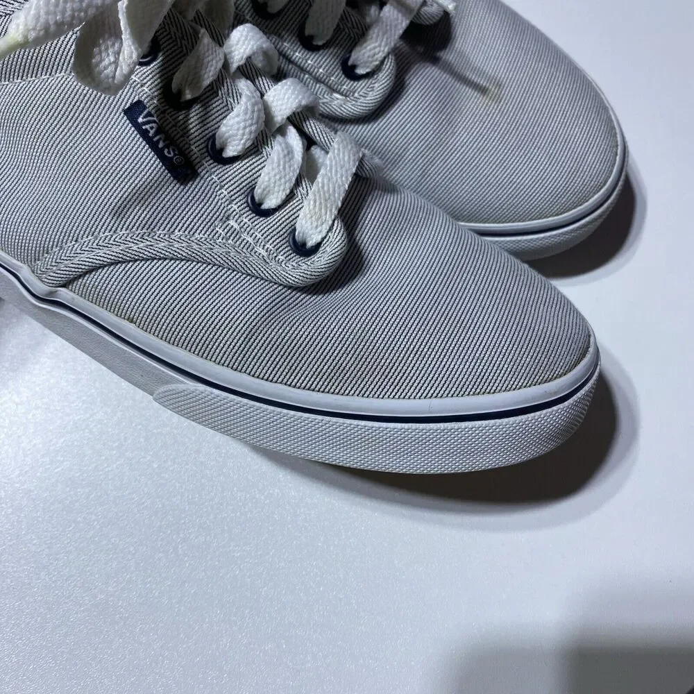 VANS Sneakers Womens 6 Blue‎ White Grey Pinstripes Atwood Classic Low Casual
